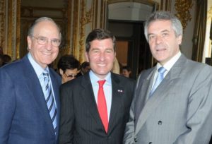 Presidential special envoy George Mitchell and ambassadors Charles Rivkin and Sir Peter Westmacott 